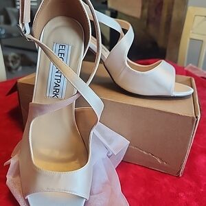 Women's Cream Peep Toe Heels